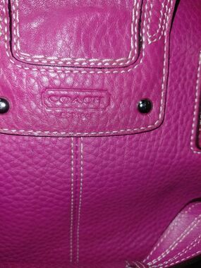 Coach Pebbled Leather Tote in Fuchsia Pink
